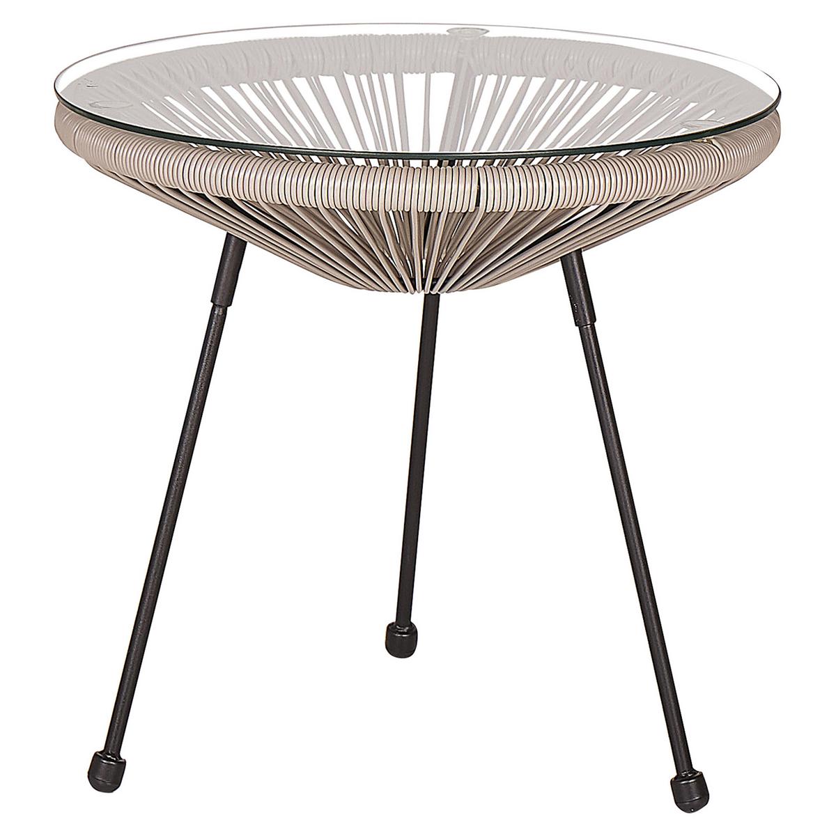BALKONSET 2-Sitzer Rattan hellgrau Acapulco II - Hellgrau/Schwarz, Kunststoff - Beliani