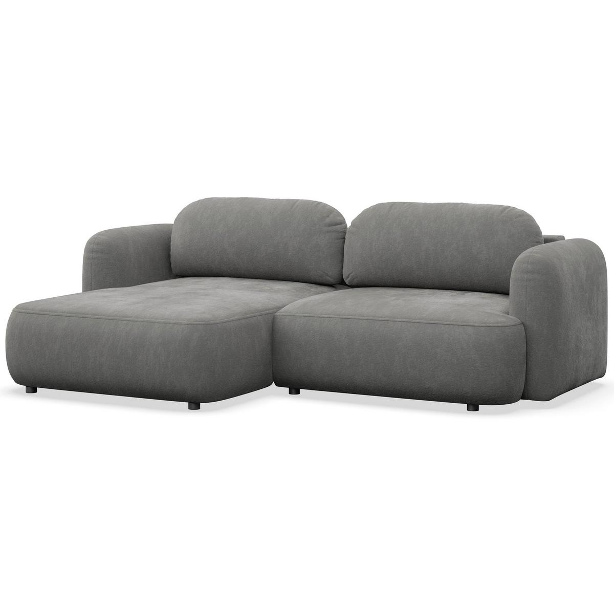 ECKSOFA Tvoya graues Chenille - Schwarz/Grau, Kunststoff/Textil (267/175cm) - Selsey