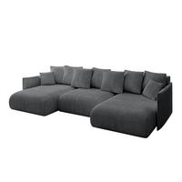 WOHNLANDSCHAFT mit Schlaffunktion und Bettkasten ONESK-U 317x177x72 Dunkelgrau Cord - Dunkelgrau, Holzwerkstoff/Kunststoff (317/72/177cm) - ALTDECOR