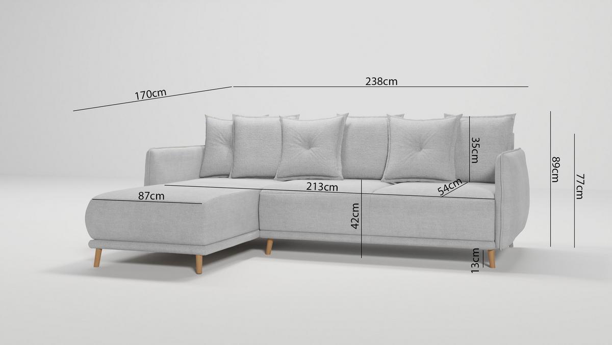 ECKSOFA Chroma Silber Luxusmicrofaser - Silberfarben/Braun, Holz/Textil (238/170cm) - S-Style Möbel