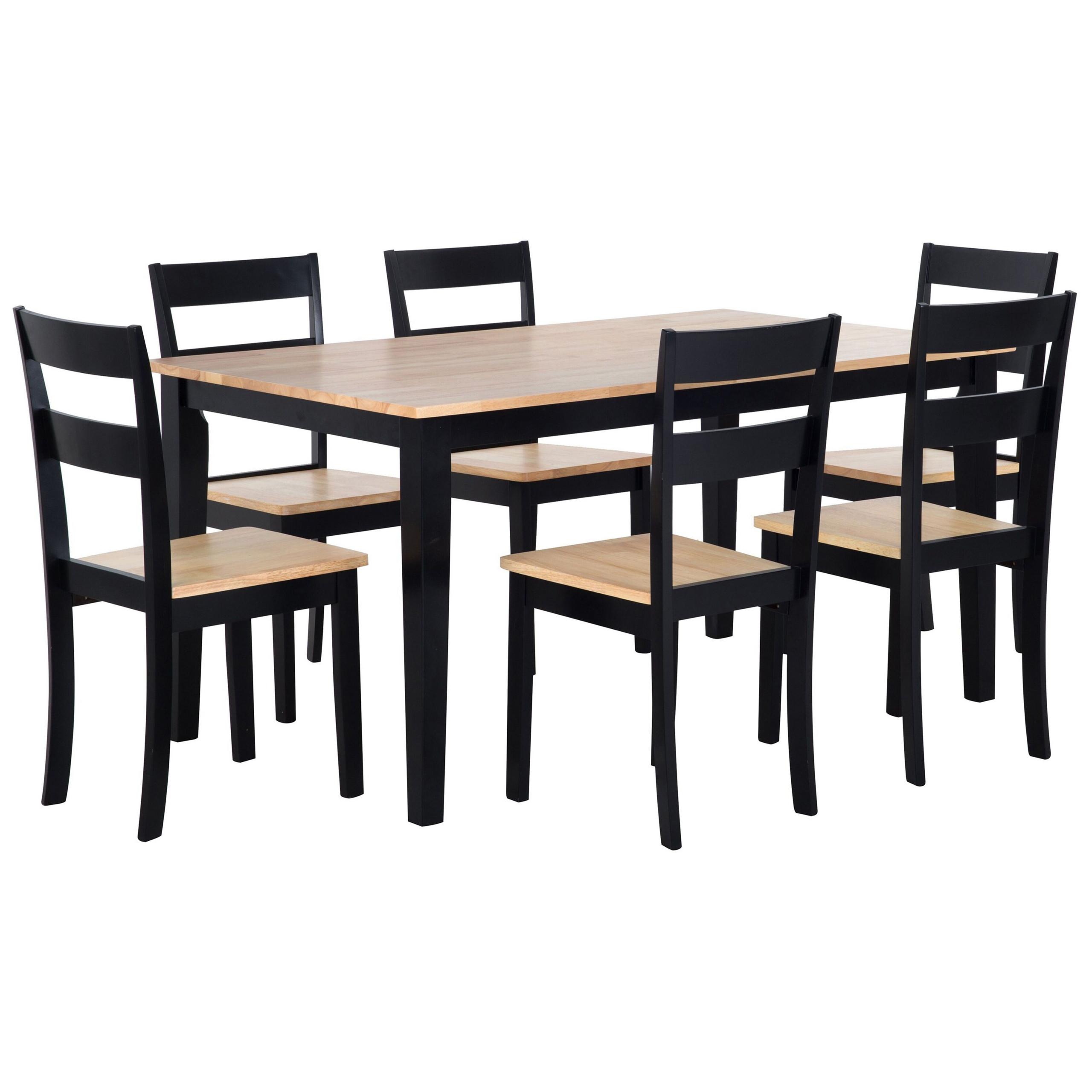 ESSGRUPPE Holz Schwarz, Hellbraun 6-Sitzer 150/90 cm Georgia - Schwarz, Holz (150/75/90cm) - Beliani