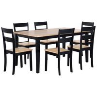 ESSGRUPPE Holz Schwarz, Hellbraun 6-Sitzer 150/90 cm Georgia - Schwarz, Holz (150/75/90cm) - Beliani