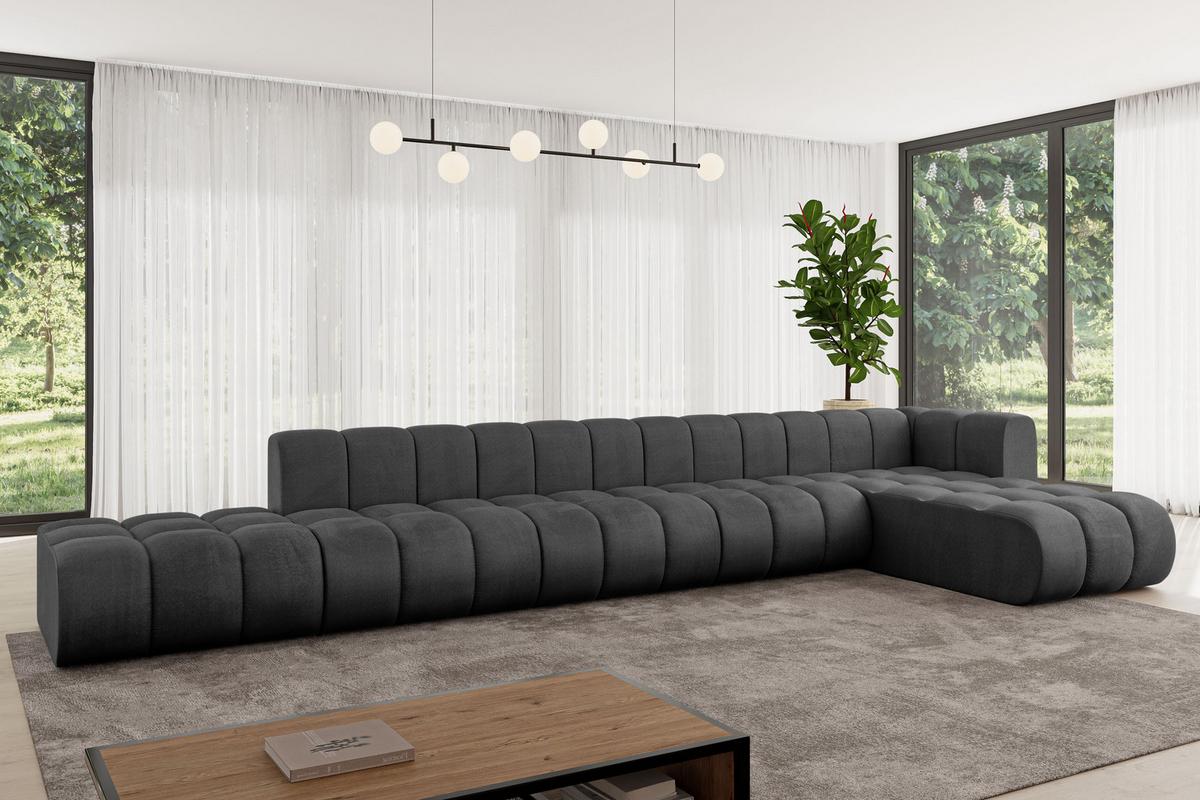 ECKSOFA modulares Sofa Zuvon-L3 - 478x177x70 cm Schwarz - Schwarz, Holzwerkstoff/Textil (478/177cm) - ALTDECOR
