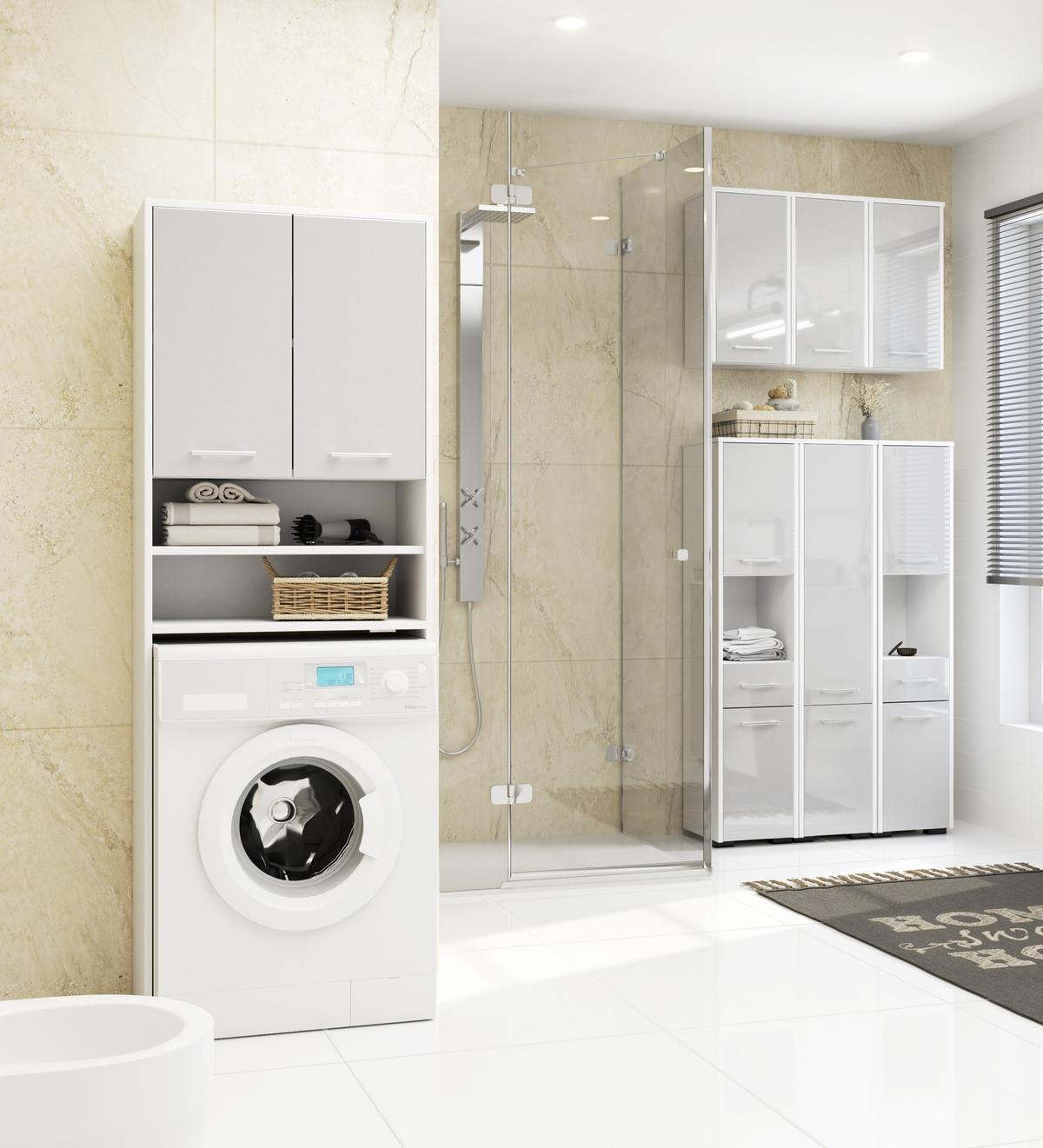 BADKOMMODE Weiß, Metallisch Glanz 60/60/22,5 - Weiß/Grau, Holzwerkstoff (60/60/23cm) - RAUMHIRSCH FURNITURE