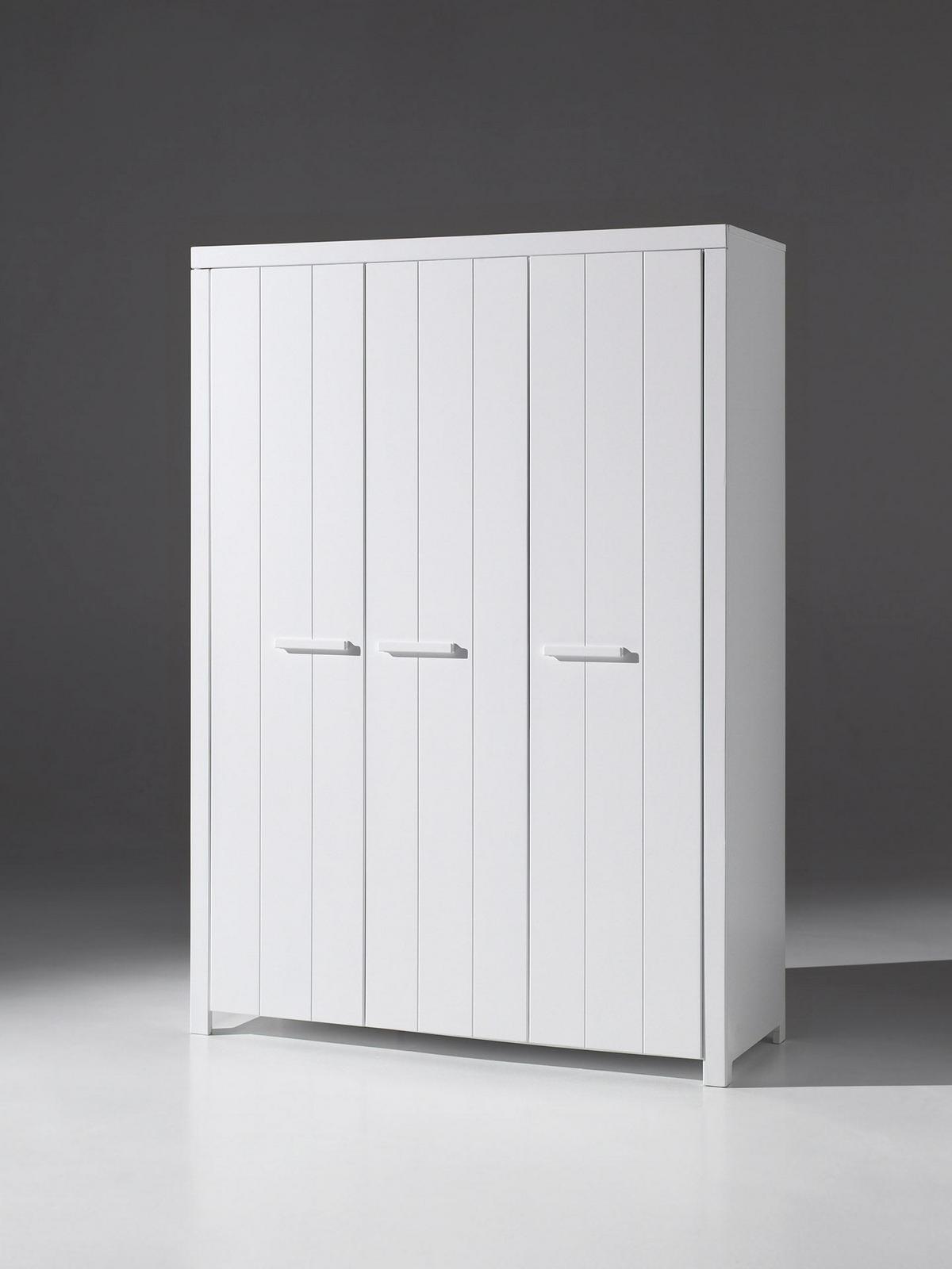 KINDERZIMMERSCHRANK Karalynn 144x58x206 mit 3 Türen MDF Weiß - Weiß, Holzwerkstoff (114/206/58cm) - 58aufmkessel