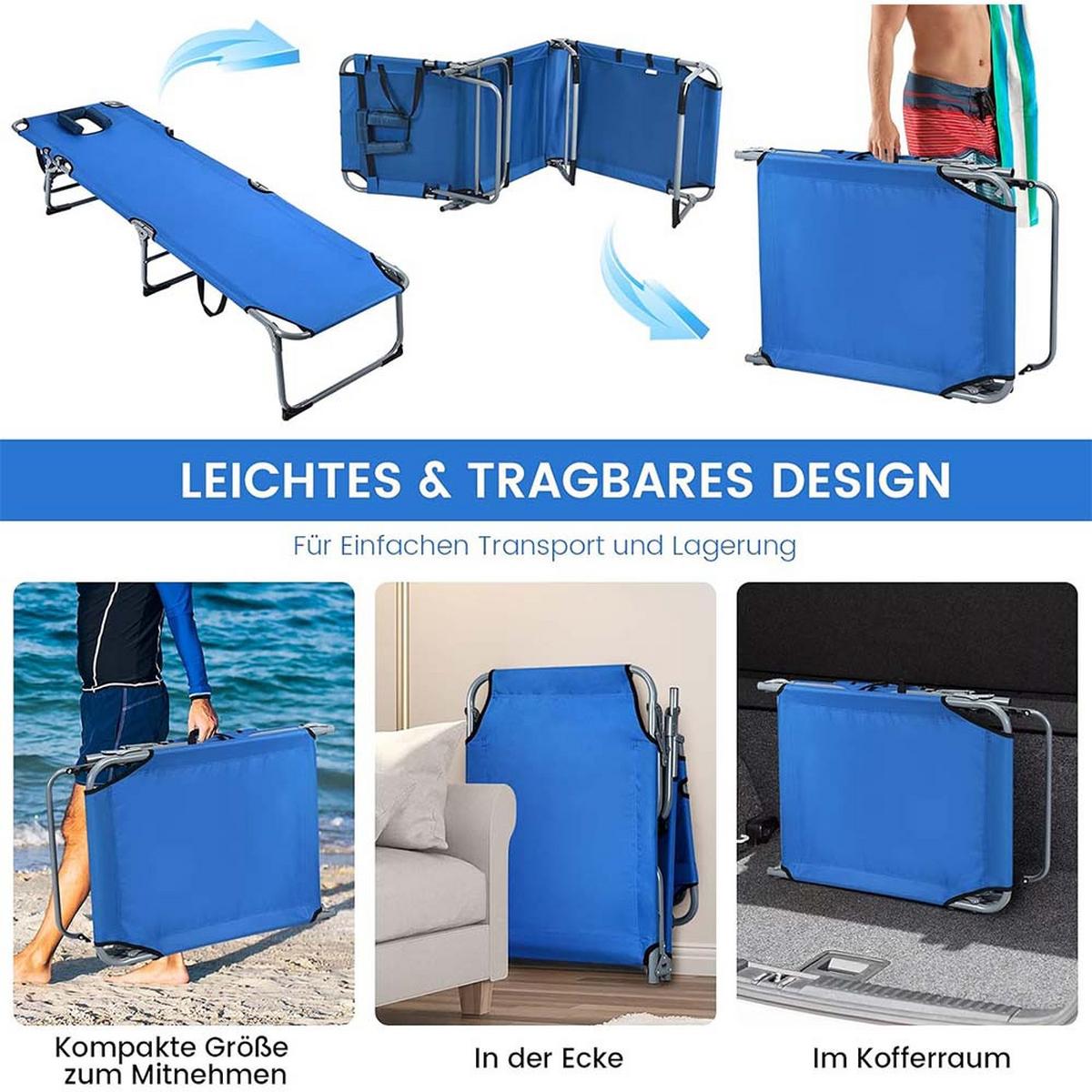 SONNENLIEGE 86cm Blau - Blau, Metall (194/86/60cm) - COSTWAY