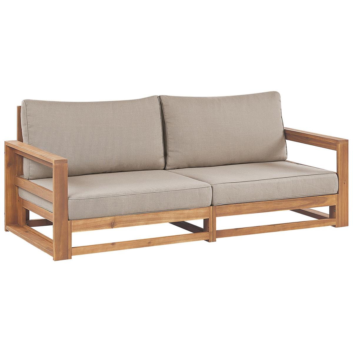 LOUNGE-SET 5-sitzer zertifiziertes hellbraun Auflagen taupe Timor II - Taupe, Holz - Beliani