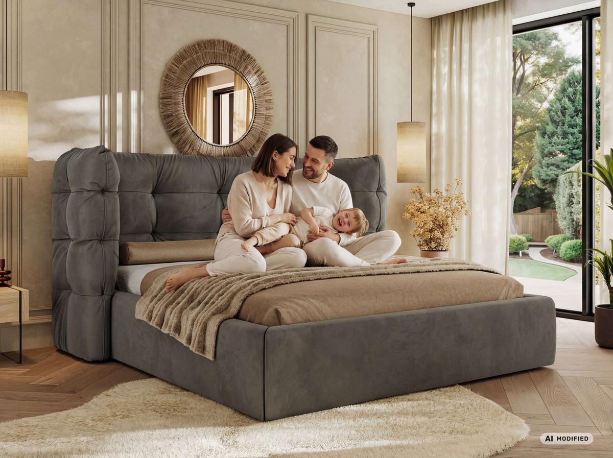 POLSTERBETT FLONELLE CLASSIC 200/200 - Creme Velvet - Multipocket-Matratze - Creme/Schwarz, Kunststoff/Textil (200/200cm) - MKS