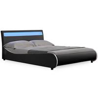 POLSTERBETT Valencia mit LED-Beleuchtung - Schwarz, Textil (140/200cm) - Corium