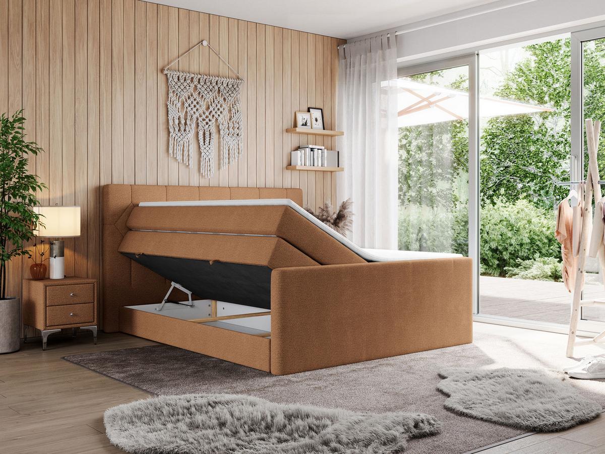 BOXSPRINGBETT KING EIGAR 140/200 Orange Struktur - H3 - Orange, Holz/Textil (140/200cm) - MKS