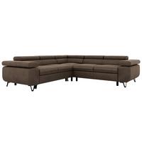 ECKSOFA QUADRO L - Braun Velvet - Rechts Seite - Schwarz/Braun, Textil/Metall (269/269cm) - MKS