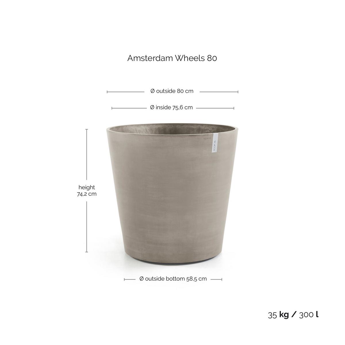 BLUMENTOPF Amsterdam Wheels 80/74,2 cm Taupe - Taupe, Kunststoff (80/74.2cm) - Ecopots