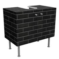 WASCHBECKENUNTERSCHRANK Keramikfliesen Schwarz 60/55/35 cm - Schwarz, Holzwerkstoff (60/55/35cm) - Bilderwelten