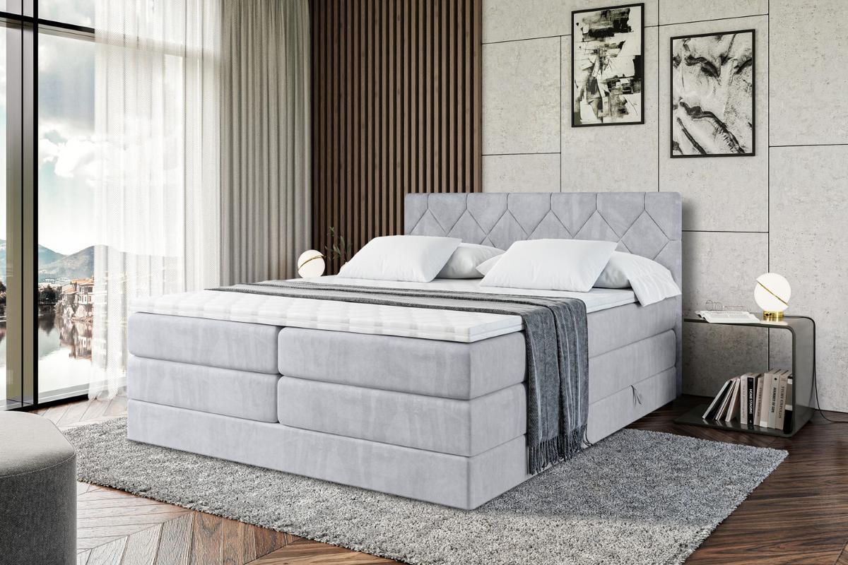 BOXSPRINGBETT CATOR KING - 140x200 - H3/H4 - Hellgrau - Hellgrau, Holzwerkstoff (140/200cm) - ALTDECOR