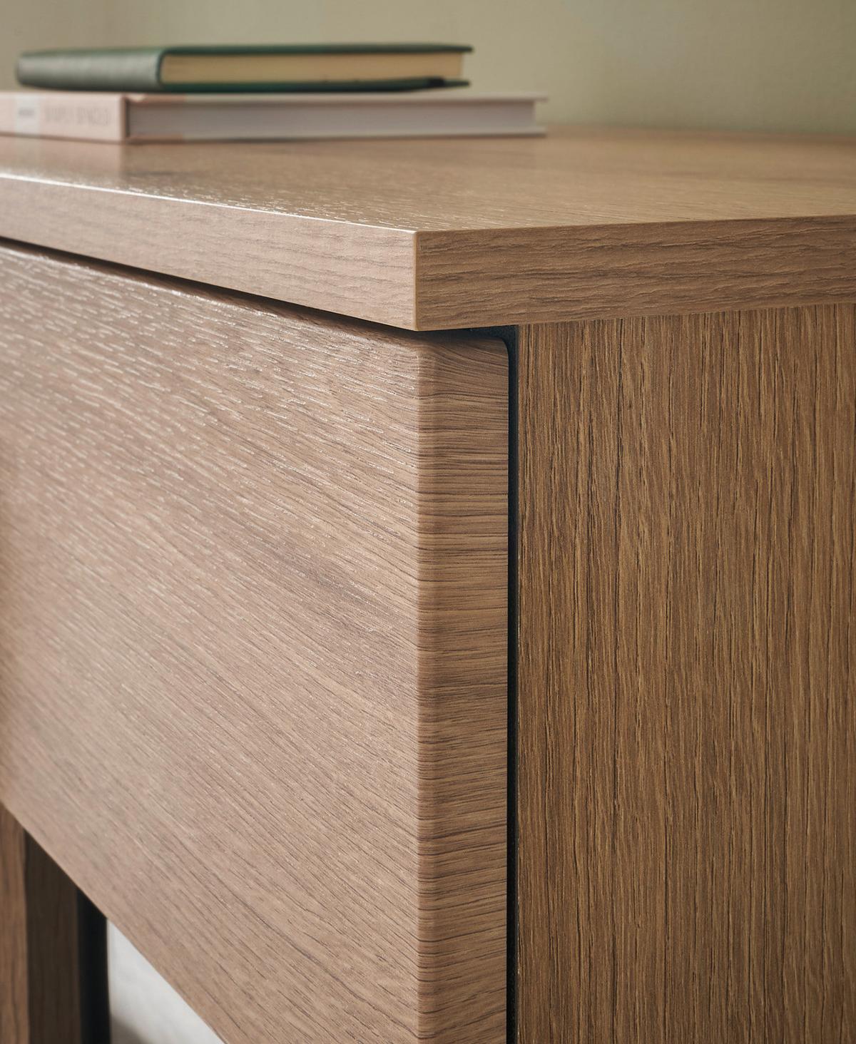 HIGHBOARD Eiche Evoke, Anrichte 160 cm mit Beleuchtung - Eichefarben/Schwarz, Glas/Holzwerkstoff (160/126/42cm) - Furn.Design