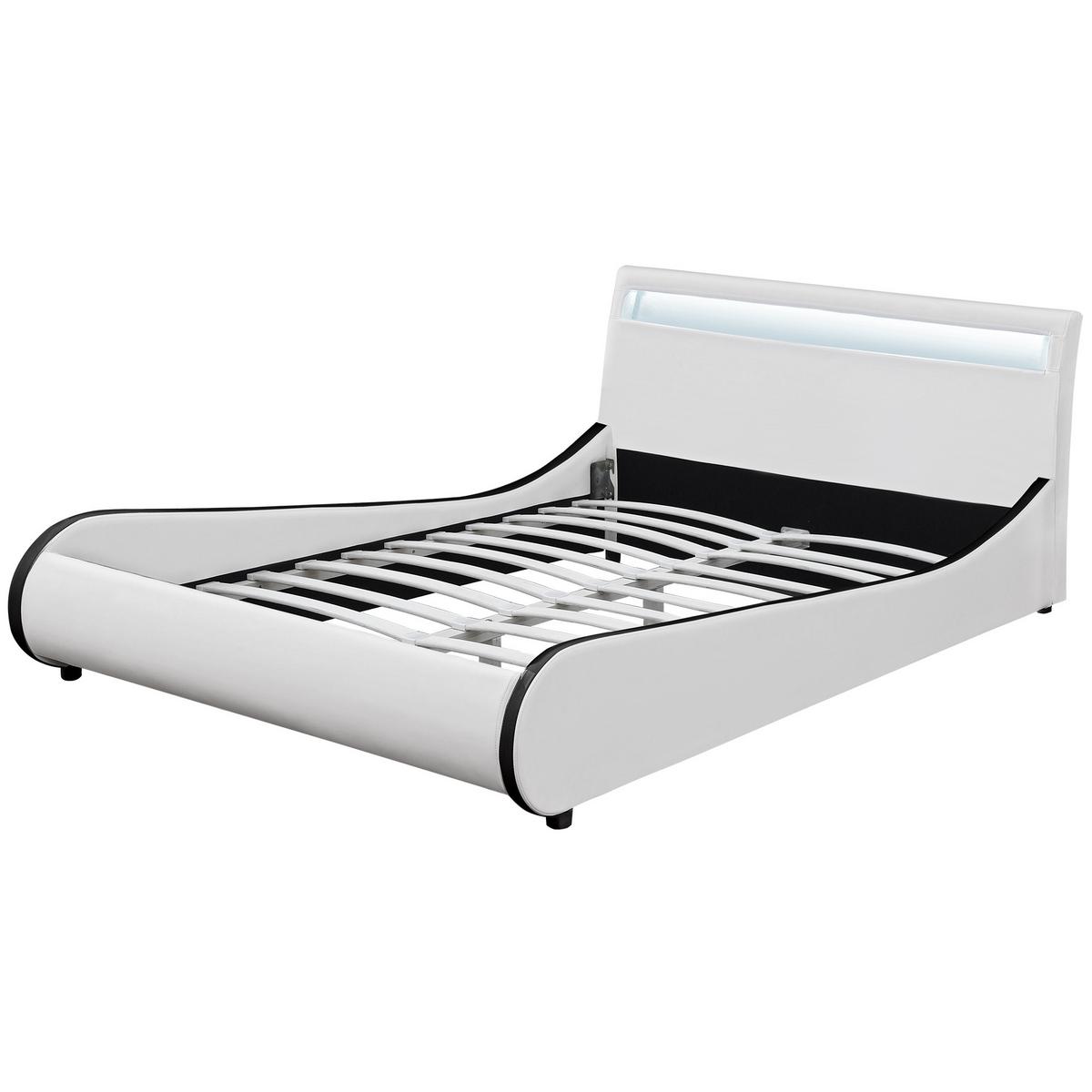 POLSTERBETT Valencia mit LED-Beleuchtung - Weiß, Textil (140/200cm) - Corium