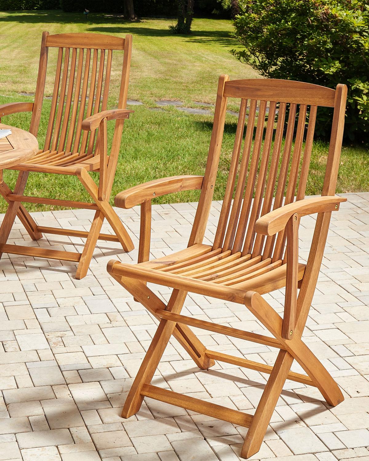 GARTENSTUHL 2er-Set Holz Heller Holzfarbton Maui II - Blau/Schwarz, Holz (46/92/48cm) - Beliani