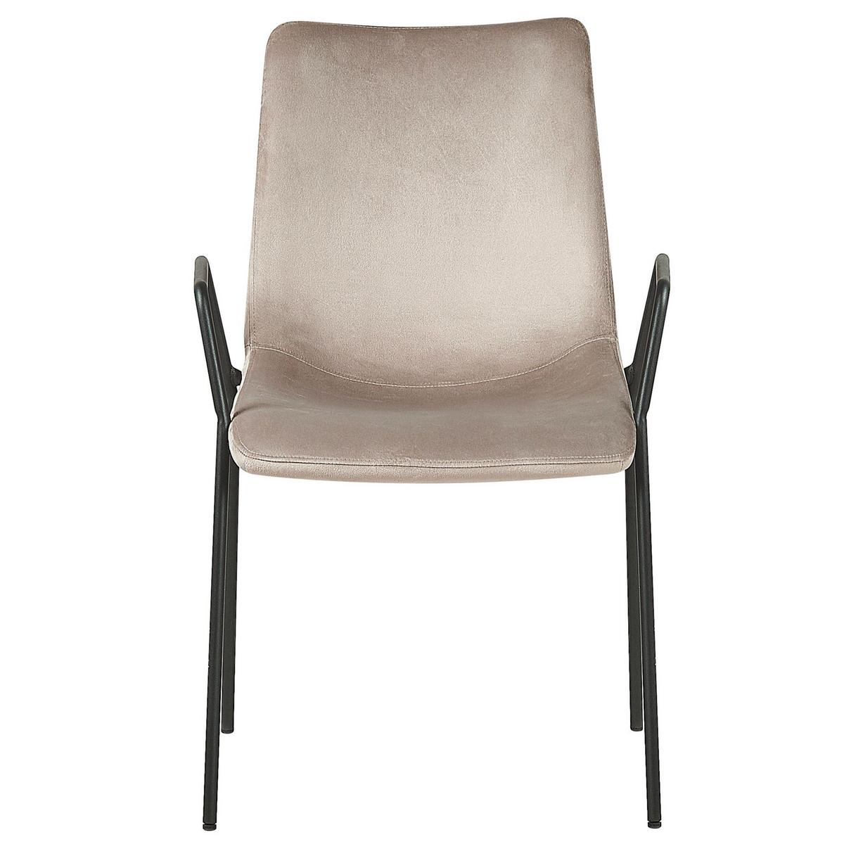 ESSZIMMERSTUHL 2er-Set Samtstoff Beige Jefferson - Beige, Textil/Metall (57/87/60cm) - Beliani