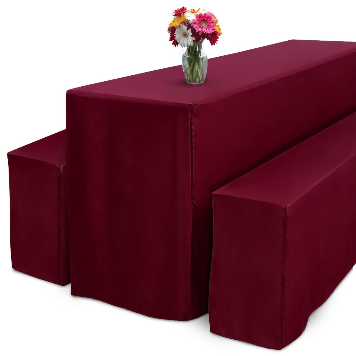 BIERTISCHHUSSE Premium L 70 cm Bordeaux 3tlg - Bordeaux, Textil (70/220cm) - Beautissu 
