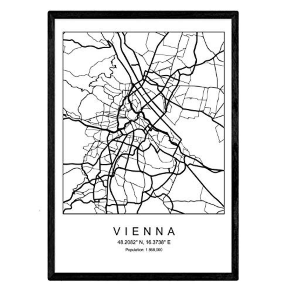 POSTER Wien Nordic-Stil A3 Schwarzer Rahmen - Schwarz, Papier (29.7/5/42cm) - Nacnic