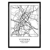 POSTER Wien Nordic-Stil A3 Schwarzer Rahmen - Schwarz, Papier (29.7/5/42cm) - Nacnic