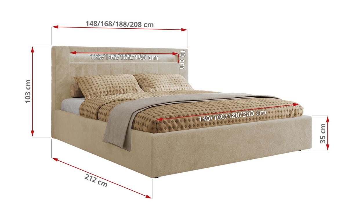 POLSTERBETT GOLD 5 CLASSIC 160/200 - Creme Plüsch - Multipocket-Matratze - Creme, Textil (160/200cm) - MKS