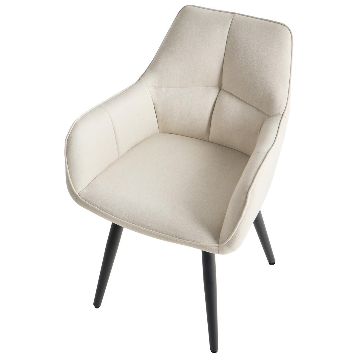 ESSZIMMERSTUHL 2er Set Kunstleinen Hellbeige Tirano - Beige, Textil/Metall (56/83/64cm) - Beliani