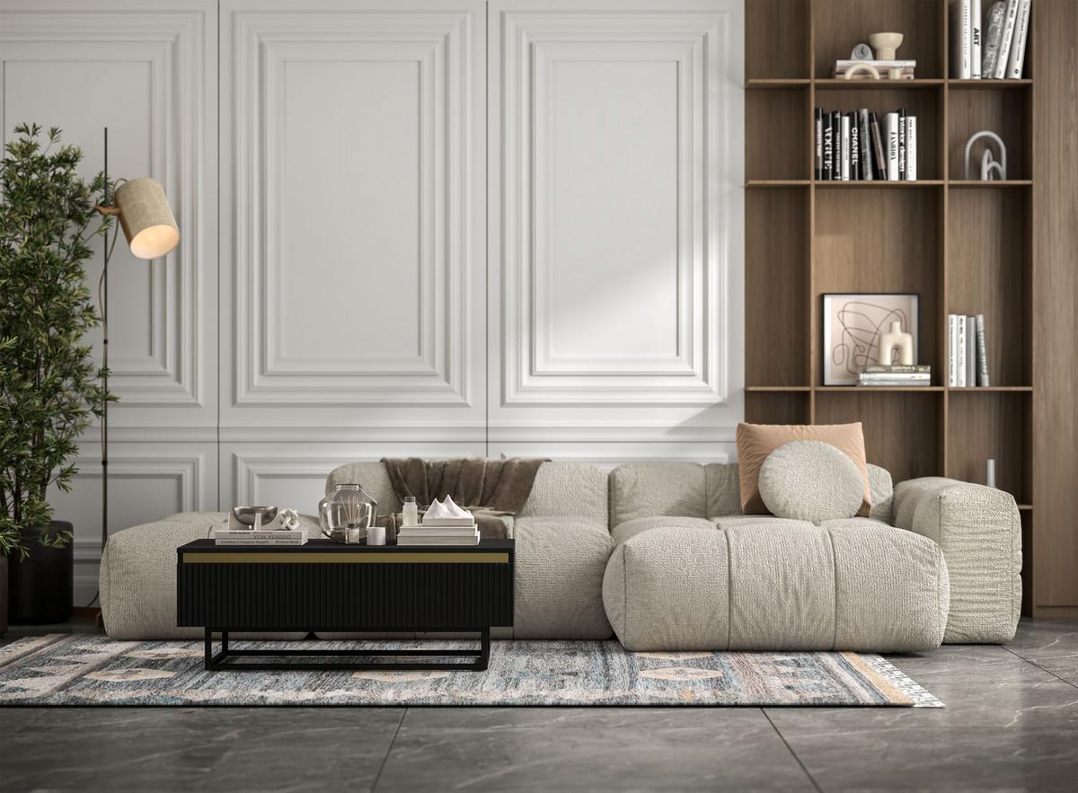 COUCHTISCH Selene Schwarz matt 109 cm mit Metallrahmen - Schwarz, Holzwerkstoff/Metall (50/109/39cm) - Meble Lindner