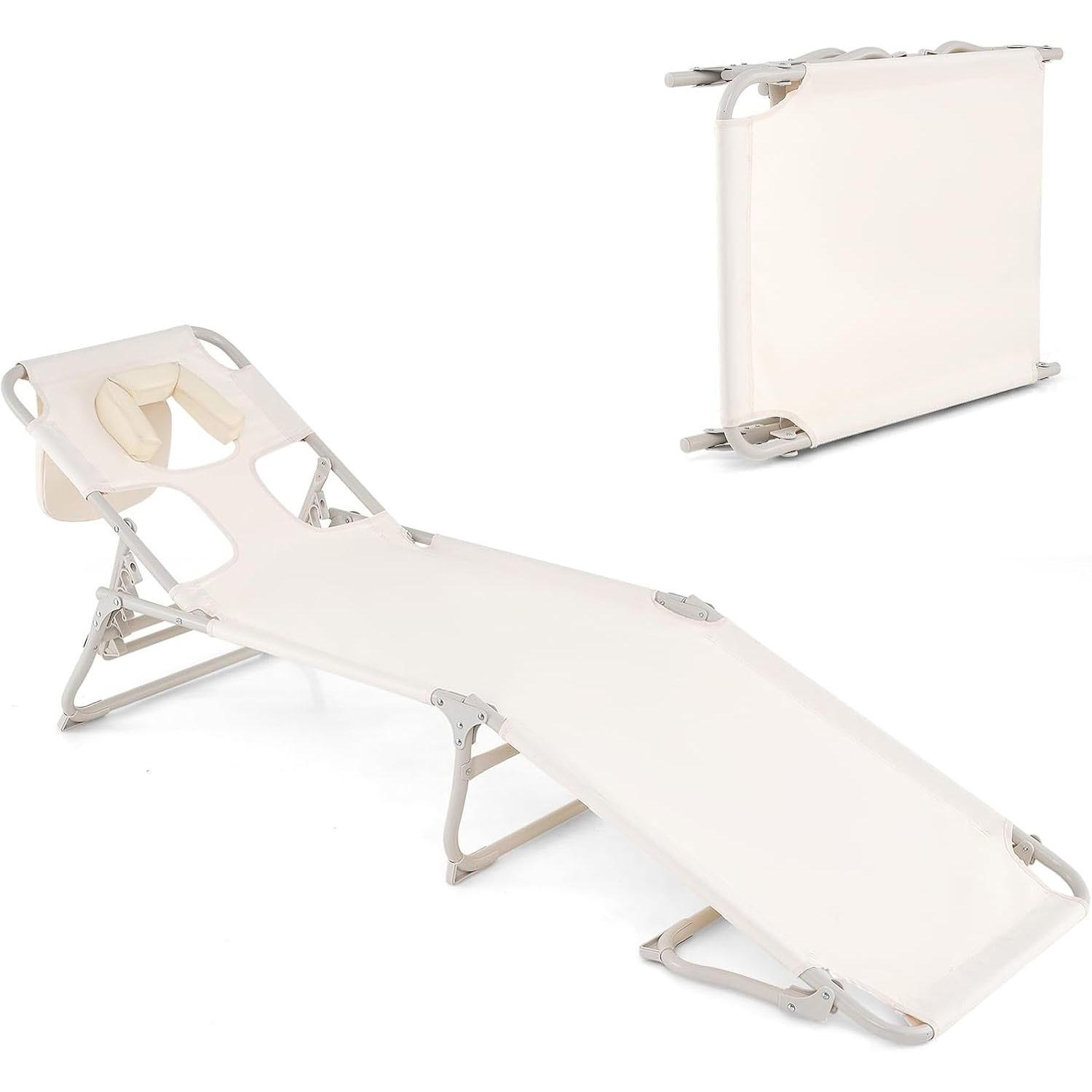 SONNENLIEGE Beige - Beige, Metall (190/32/56cm) - COSTWAY