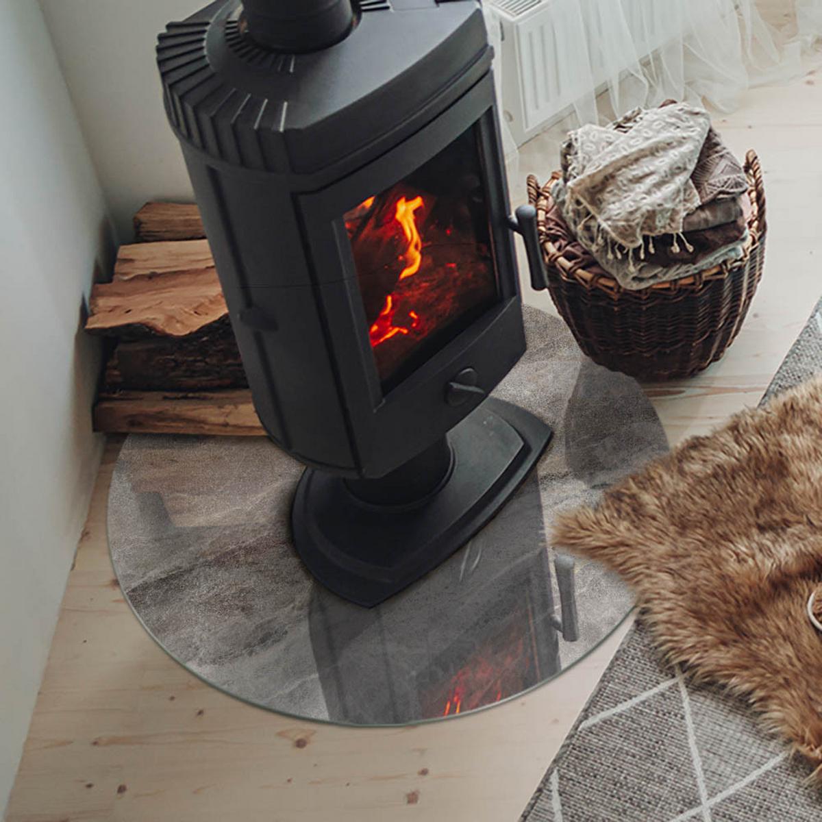 GLASPLATTE für Kamin Ø 70 cm - Grau, Glas (70/70/0.4cm) - TULUP