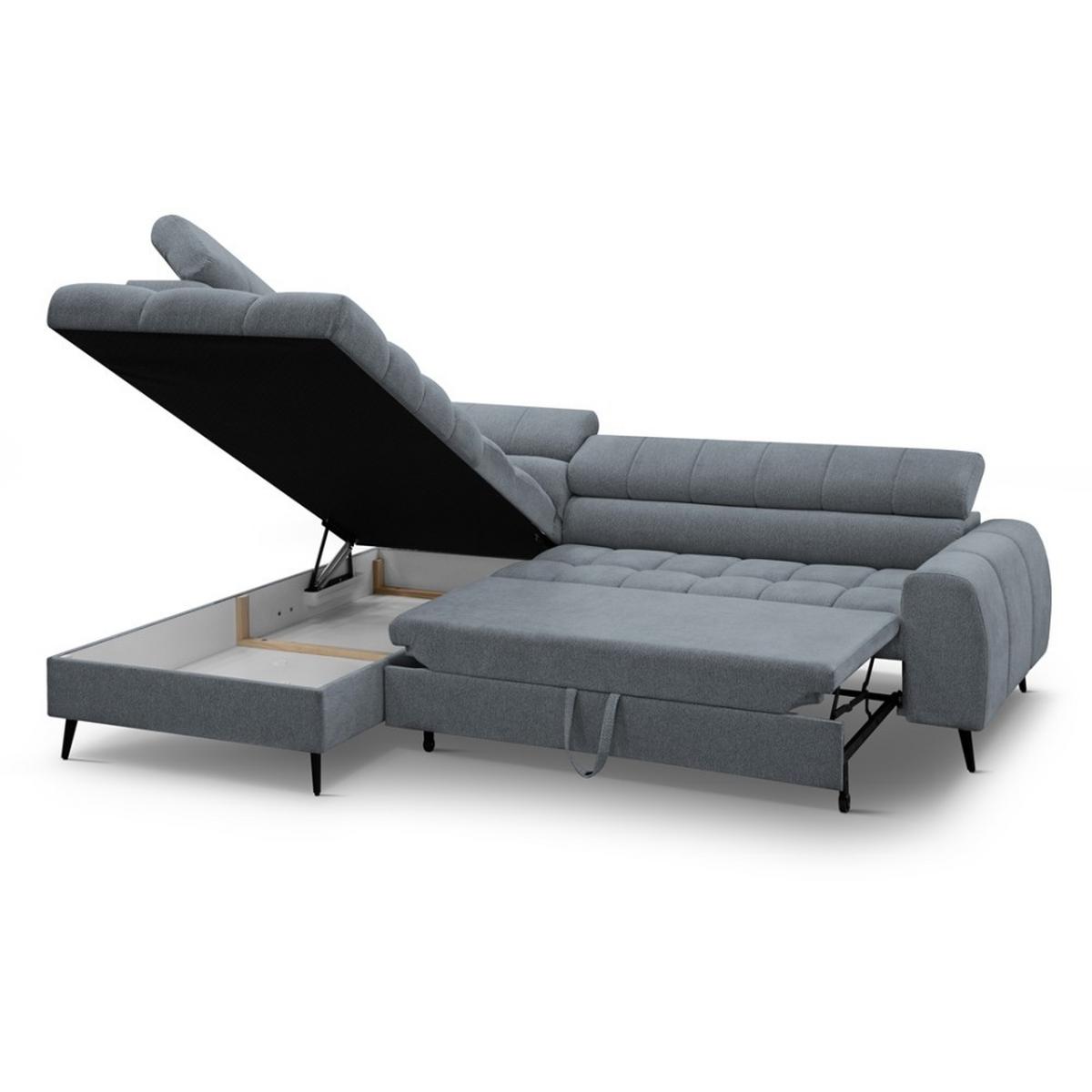ECKSCHLAFSOFA Vinni Grau, Chenille-Stoff, links - Grau, Textil (265/205cm) - Beautysofa