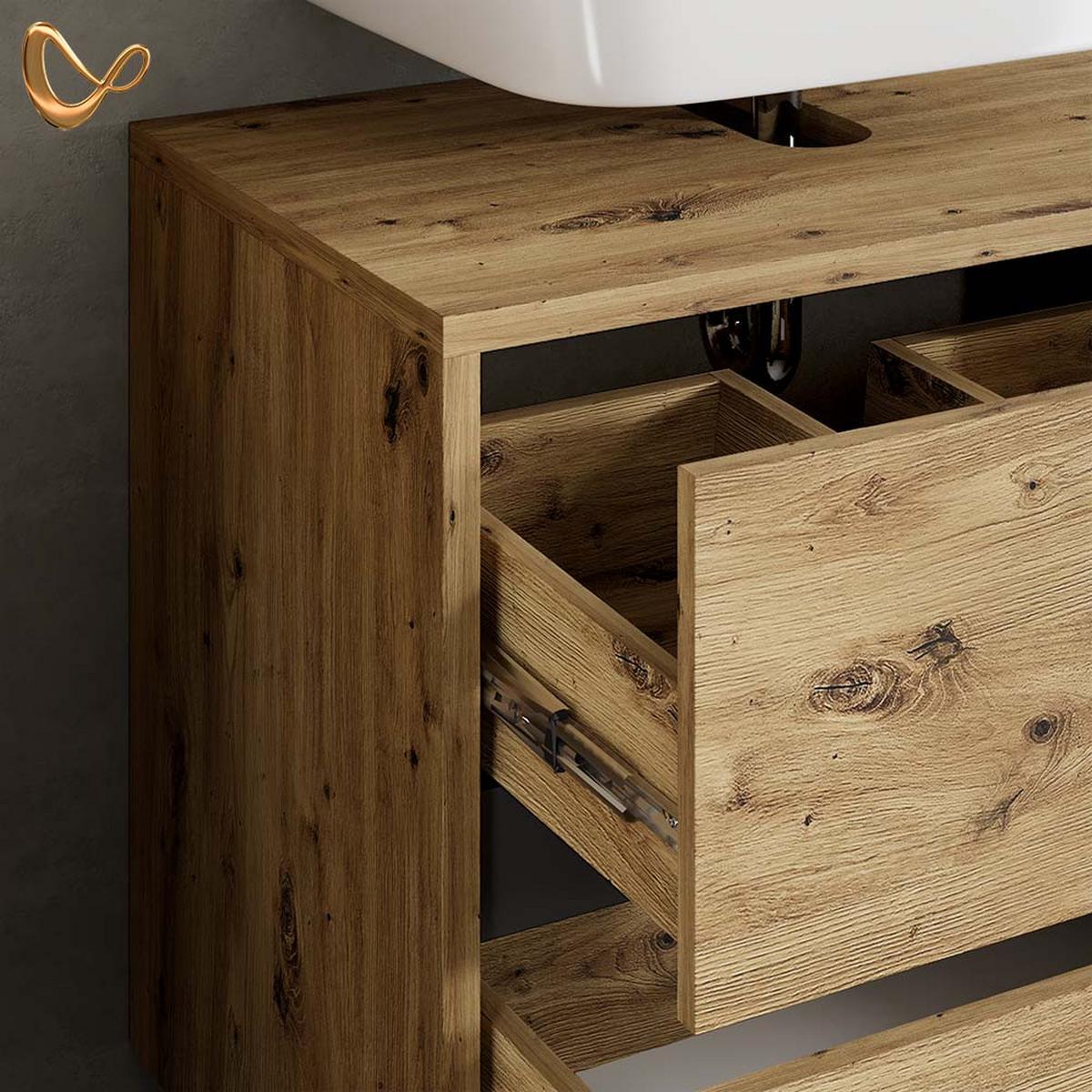 WASCHBECKENUNTERSCHRANK Vomano Artisan-Eiche 100 x 60 cm - Eiche Artisan, Holzwerkstoff (100/60/45.5cm) - Livinity®