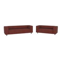 SITZGARNITUR 3+2 Tove Terrakotta Cord - Terracotta/Schwarz, Holz/Kunststoff (175/65/80cm) - S-Style Möbel