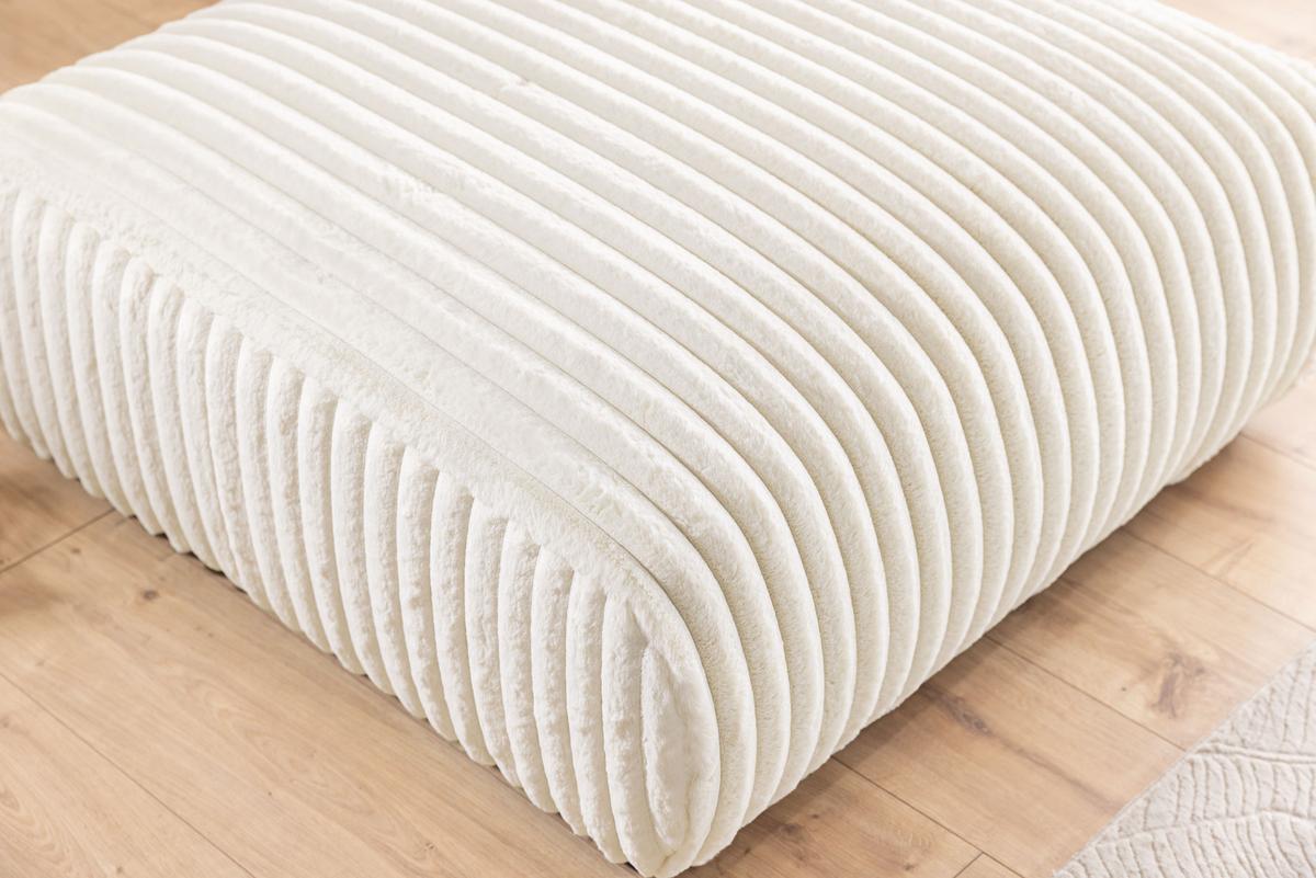 HOCKER Mollis Hellbeige Plüschcord - Beige/Schwarz, Holz/Kunststoff (88/39/88cm) - S-Style Möbel