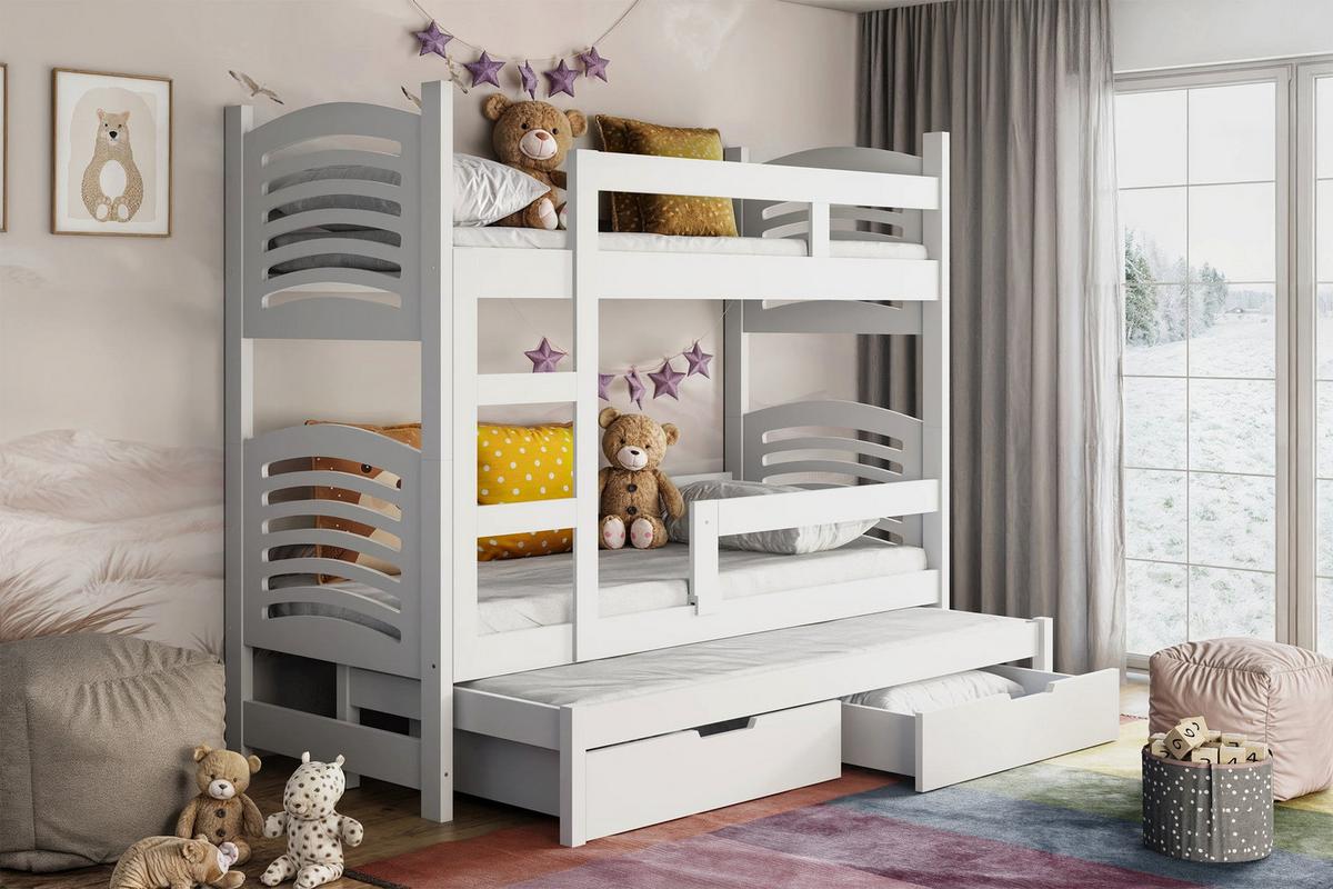 ETAGENBETT FÜR 3 PERSONEN Cami 75x180 cm - Weiß, Holz (75/180cm) - Selsey