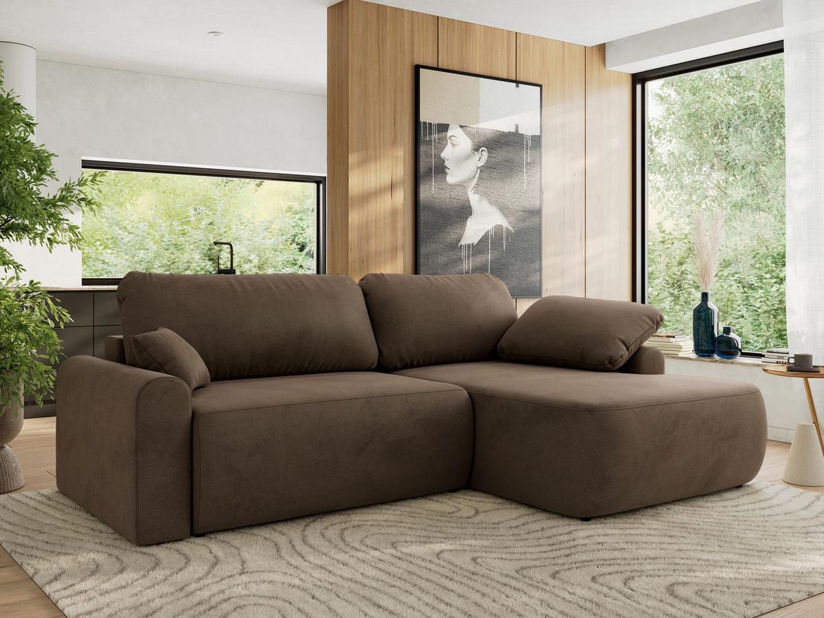 ECKSCHLAFSOFA CUBO L Braun Velvet - rechts - Schwarz/Braun, Kunststoff/Textil (187/273cm) - MKS