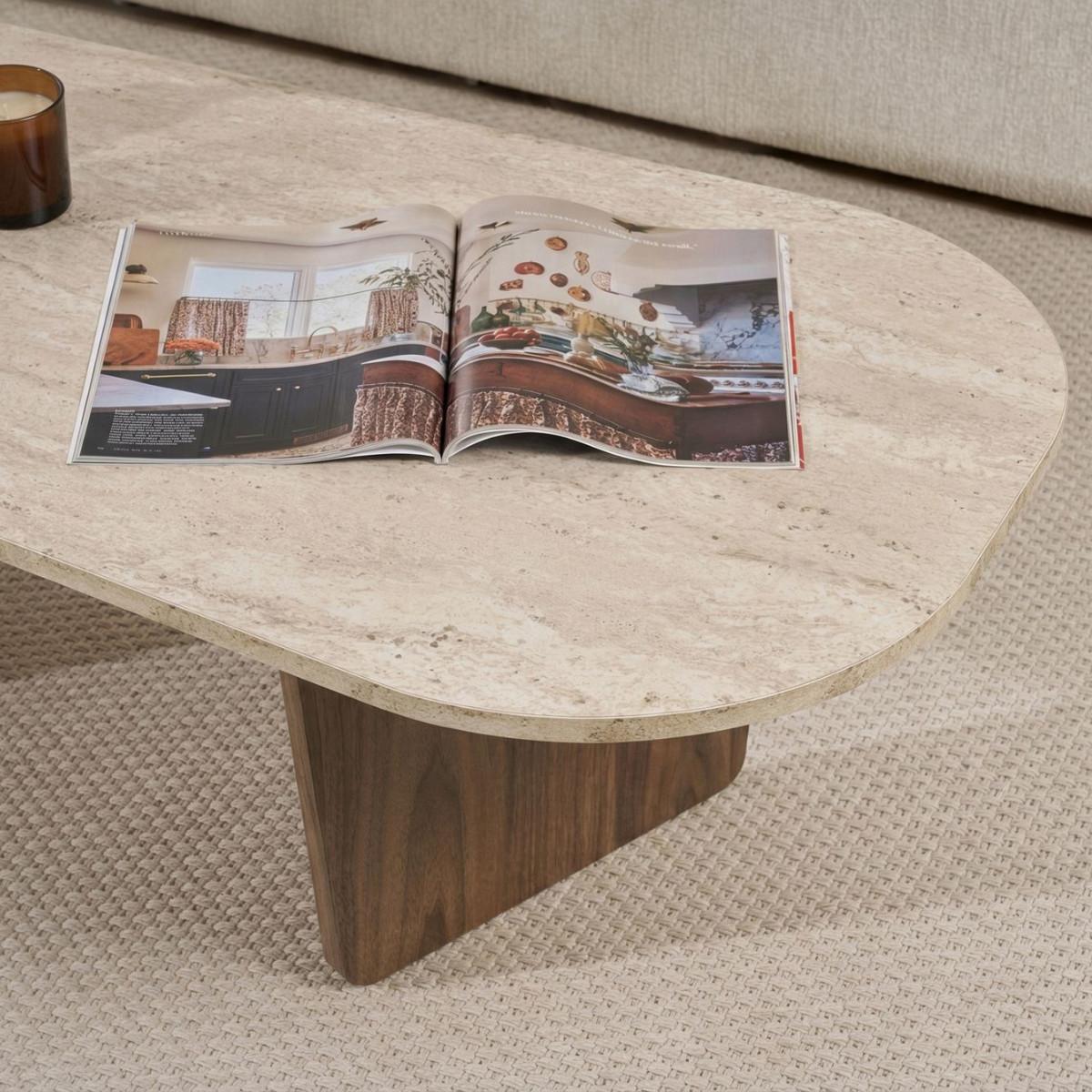 COUCHTISCH mit abgerundeter Tischplatte L130 cm 65/130/40 cm - Eichefarben, Holzwerkstoff (70/65/40cm) - Calicosy