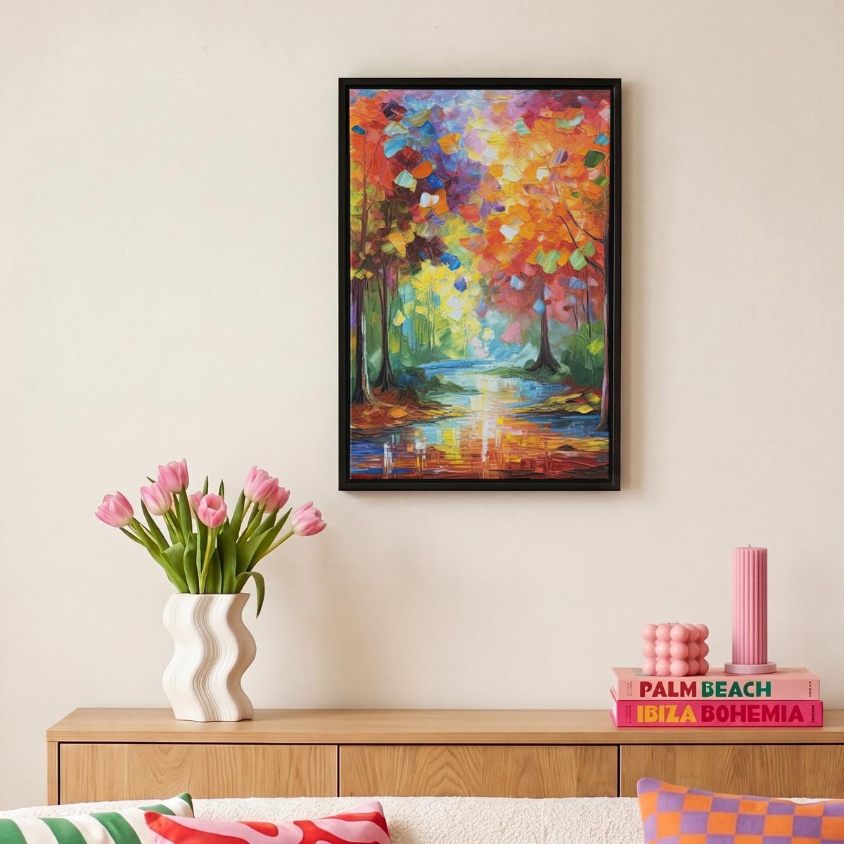 LEINWAND Bilder mit Rahmen - Landschaft - Wald - Farben - Natur - 20x30 - Multicolor, Textil (20/30cm) - MuchoWow