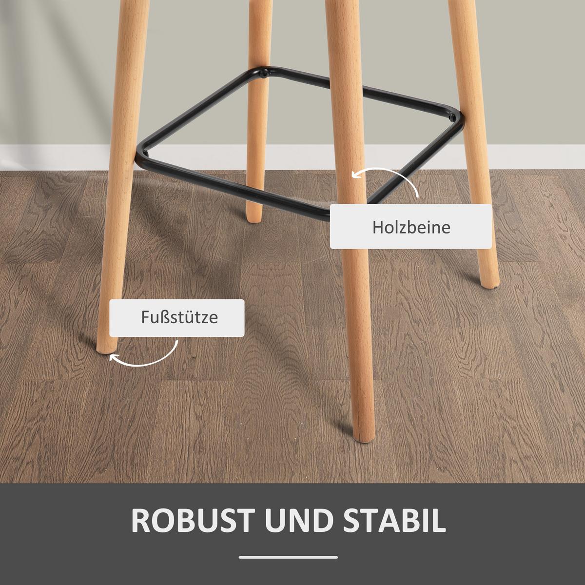 BARHOCKER, Buchenholzbeine, Metall Beige - Beige, Holz (48/100/55cm) - HOMCOM