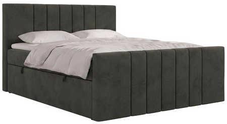 BOXBETT INERO DUO 140/200 - Dunkelgrau Velvet - Topper Visco - H3 - Dunkelgrau/Schwarz, Kunststoff/Textil (140/200cm) - MKS