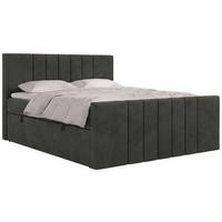 BOXBETT INERO DUO 140/200 - Dunkelgrau Velvet - Topper Visco - H3 - Dunkelgrau/Schwarz, Kunststoff/Textil (140/200cm) - MKS