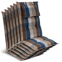 HOCHLEHNER Highlux HL 120x52x7cm Braun-Blau-Kariert (6tlg) - Braun, Textil (52/120cm) - Beautissu 
