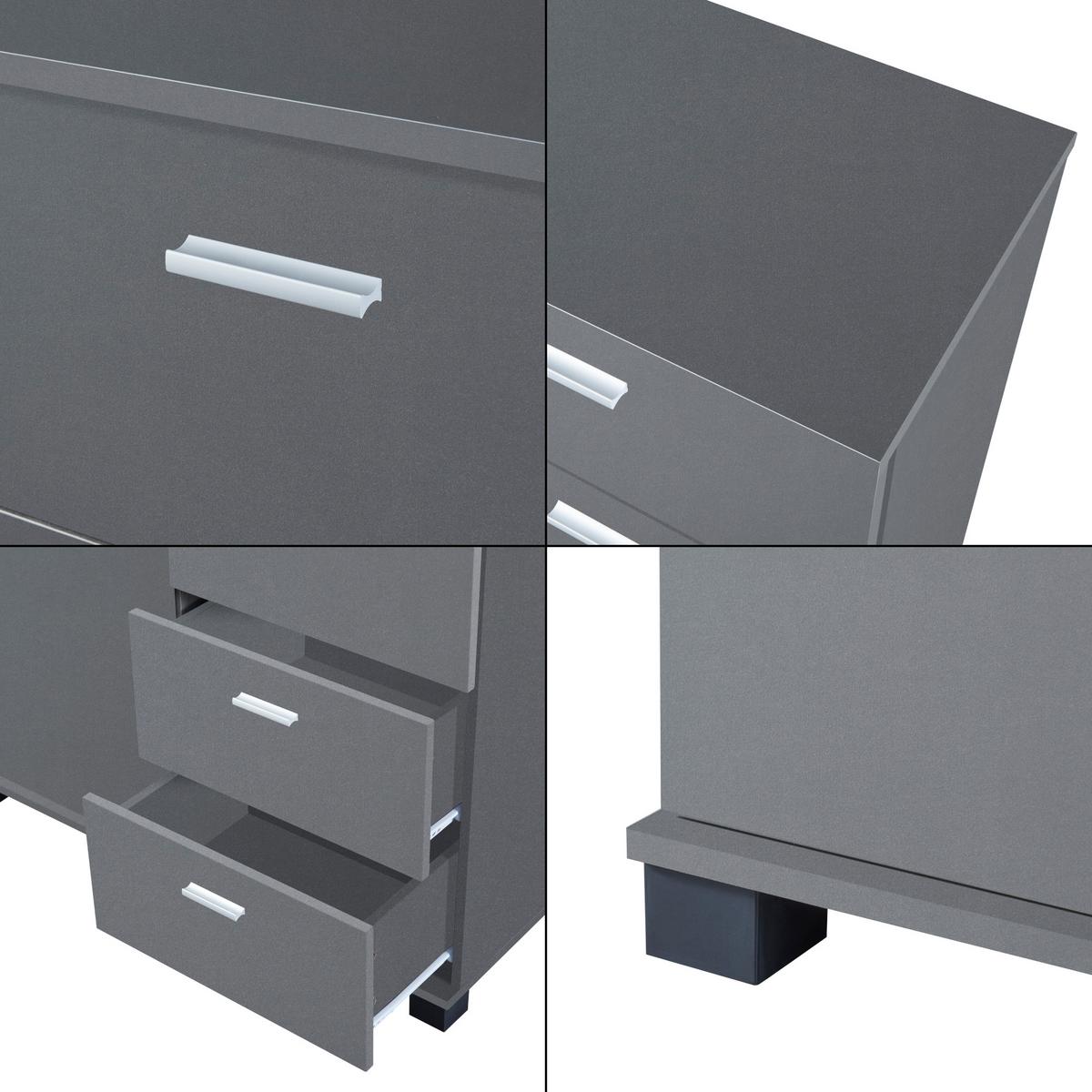 SIDEBOARD Döbritz - Dunkelgrau, Holzwerkstoff (80/84/28cm) - [en.casa]