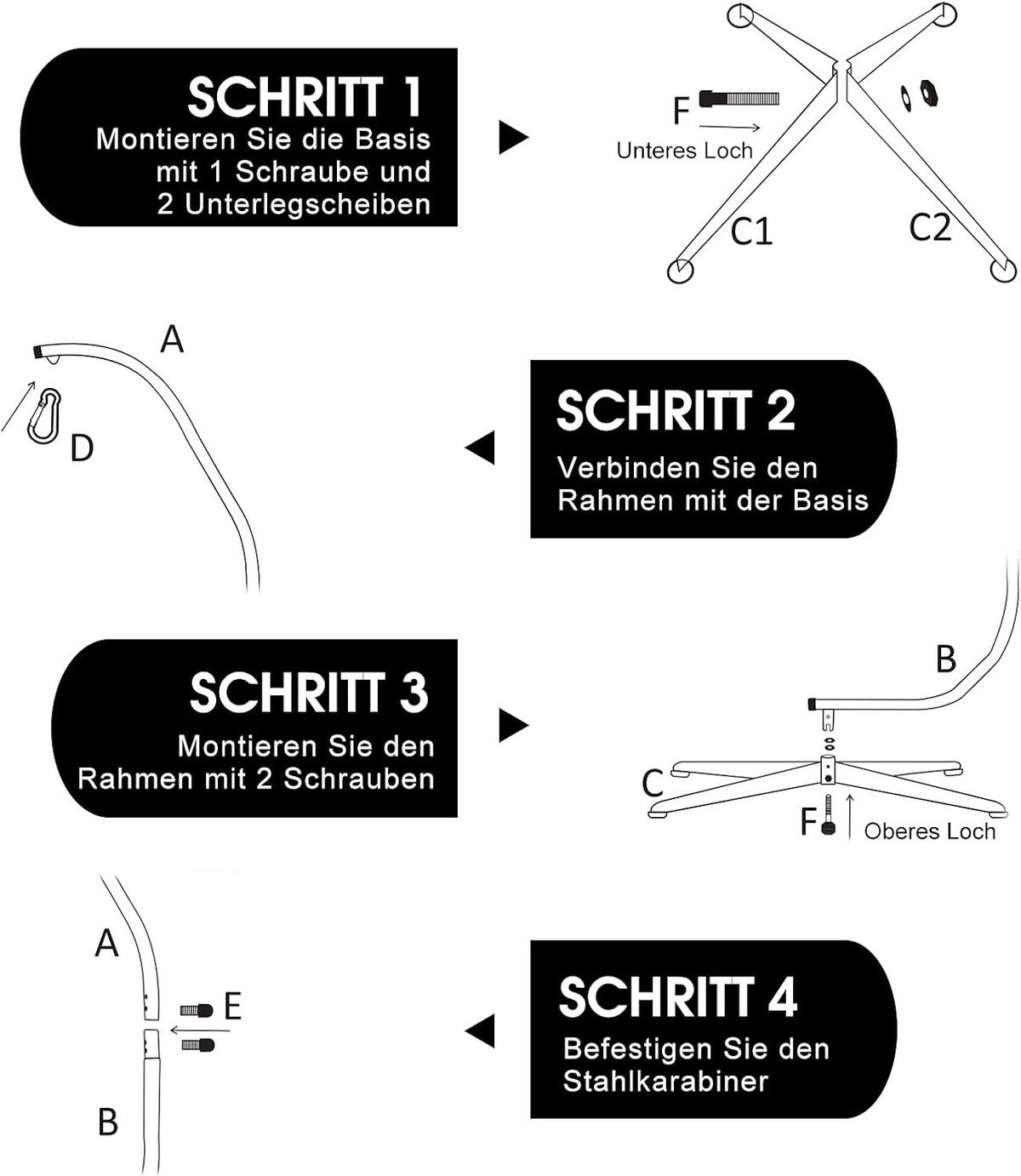 HÄNGEMATTENGESTELL Schwarz - Schwarz, Metall (84/111/207cm) - COSTWAY
