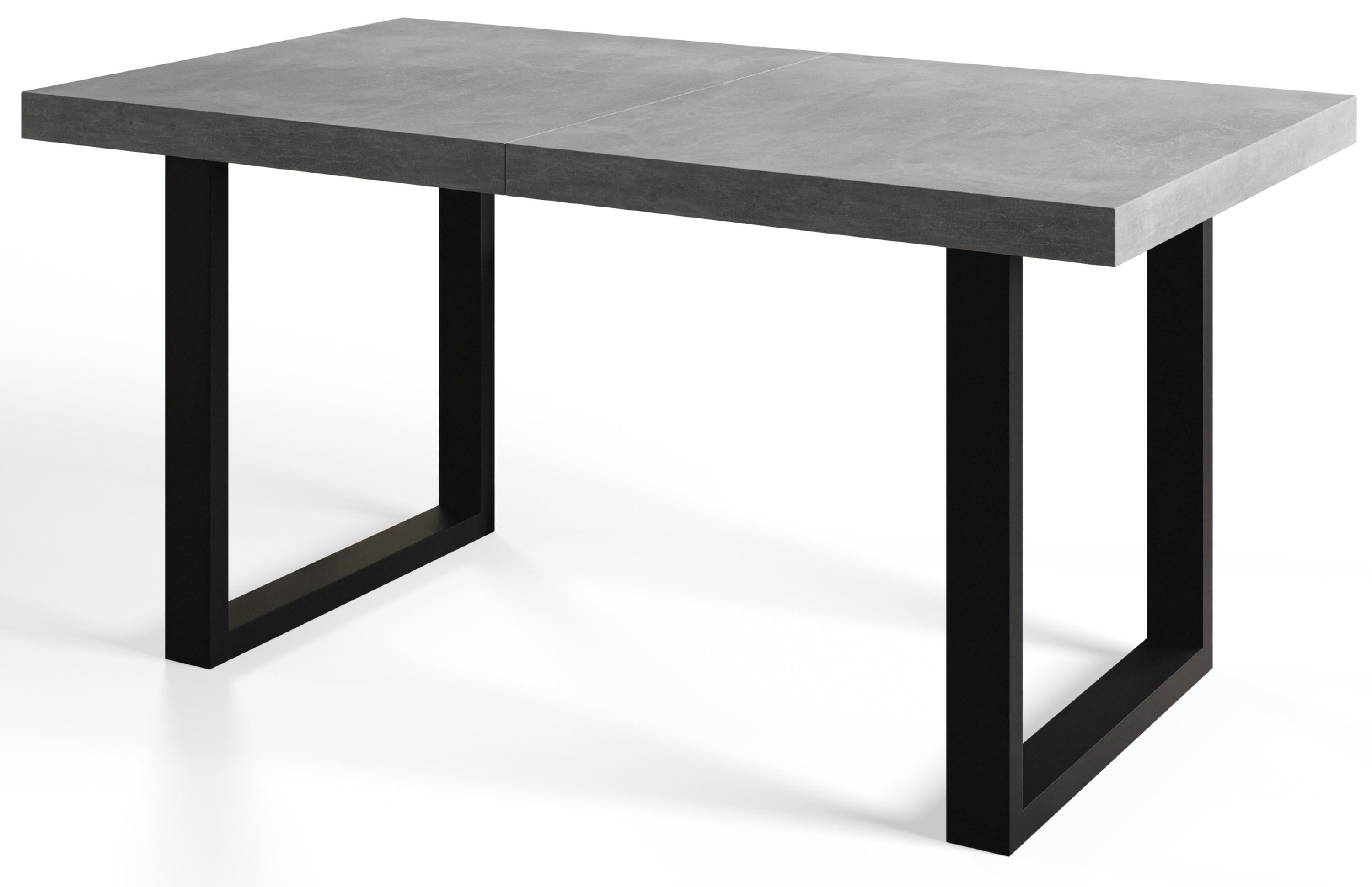 INDUSTRIELLER Esszimmertisch LOFT-U, ausziehbarer Tisch, Größe: 160-260X90X77 cm, Wohnzimmertisch Farbe: Grau, mit Metallbeinen in Farbe Schwarz - Schwarz/Grau, Holzwerkstoff (160/90/77cm) - Alpi-Möbel