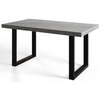 INDUSTRIELLER Esszimmertisch LOFT-U, ausziehbarer Tisch, Größe: 160-260X90X77 cm, Wohnzimmertisch Farbe: Grau, mit Metallbeinen in Farbe Schwarz - Schwarz/Grau, Holzwerkstoff (160/90/77cm) - Alpi-Möbel