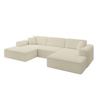 WOHNLANDSCHAFT IREA-U1-v3 - 301x165x77 cm Beige - Hellbraun/Creme, Holzwerkstoff/Textil (301/77/165cm) - ALTDECOR