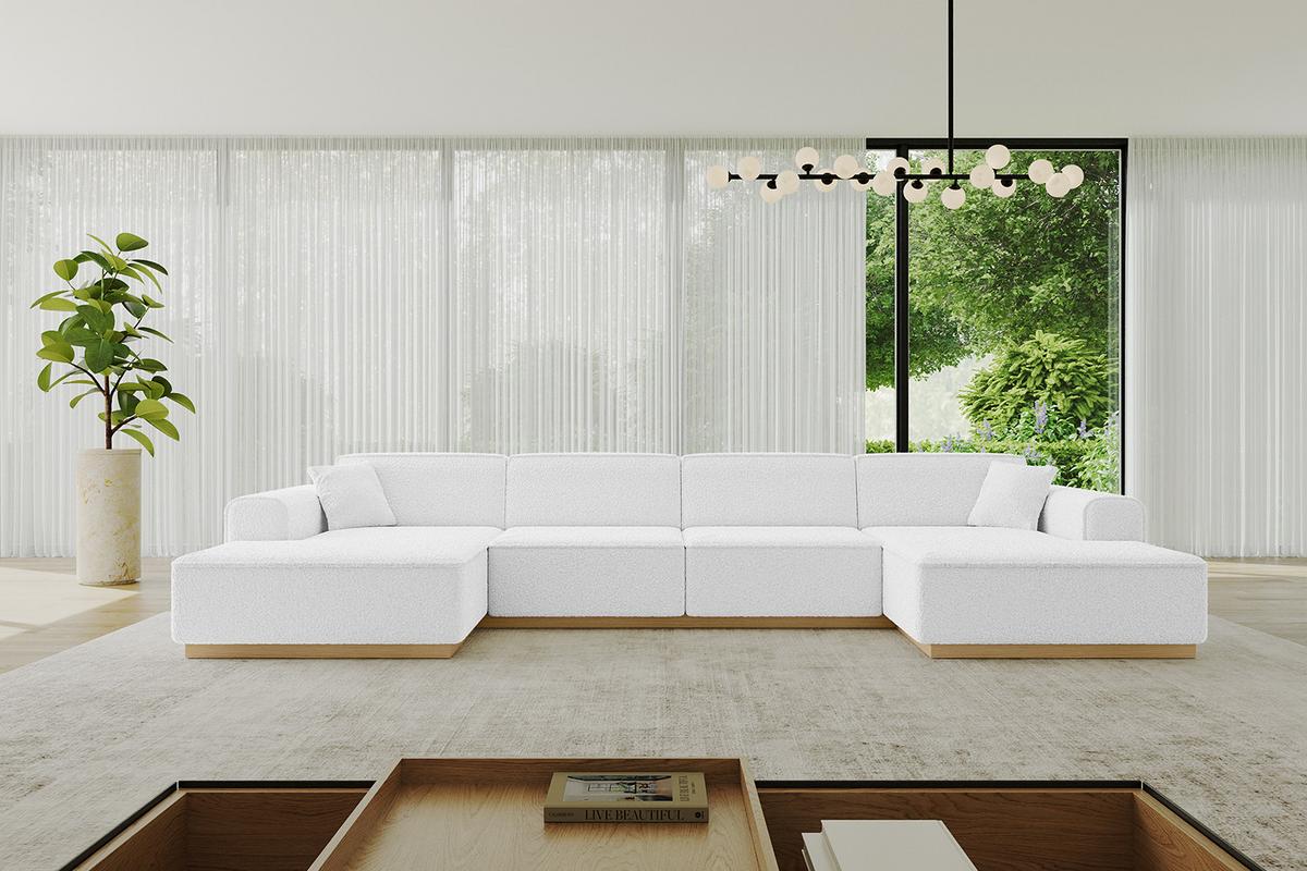 WOHNLANDSCHAFT IREA-U2-v2 - 386x165x80 cm Weiß - Weiß, Holzwerkstoff/Textil (386/80/165cm) - ALTDECOR