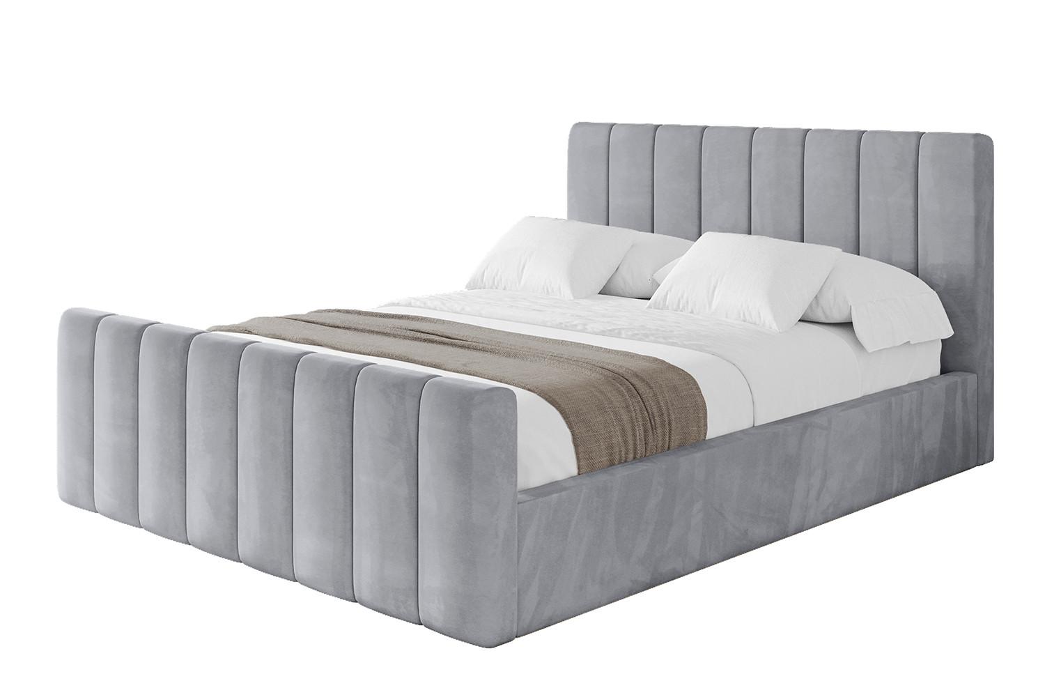POLSTERBETT mit Bettkasten, Fußteil und Lattenrost, Boxbett ohne Matratze - STERA-Z 160x200 Hellgrau - Hellgrau, Holzwerkstoff/Textil (160/200cm) - ALTDECOR