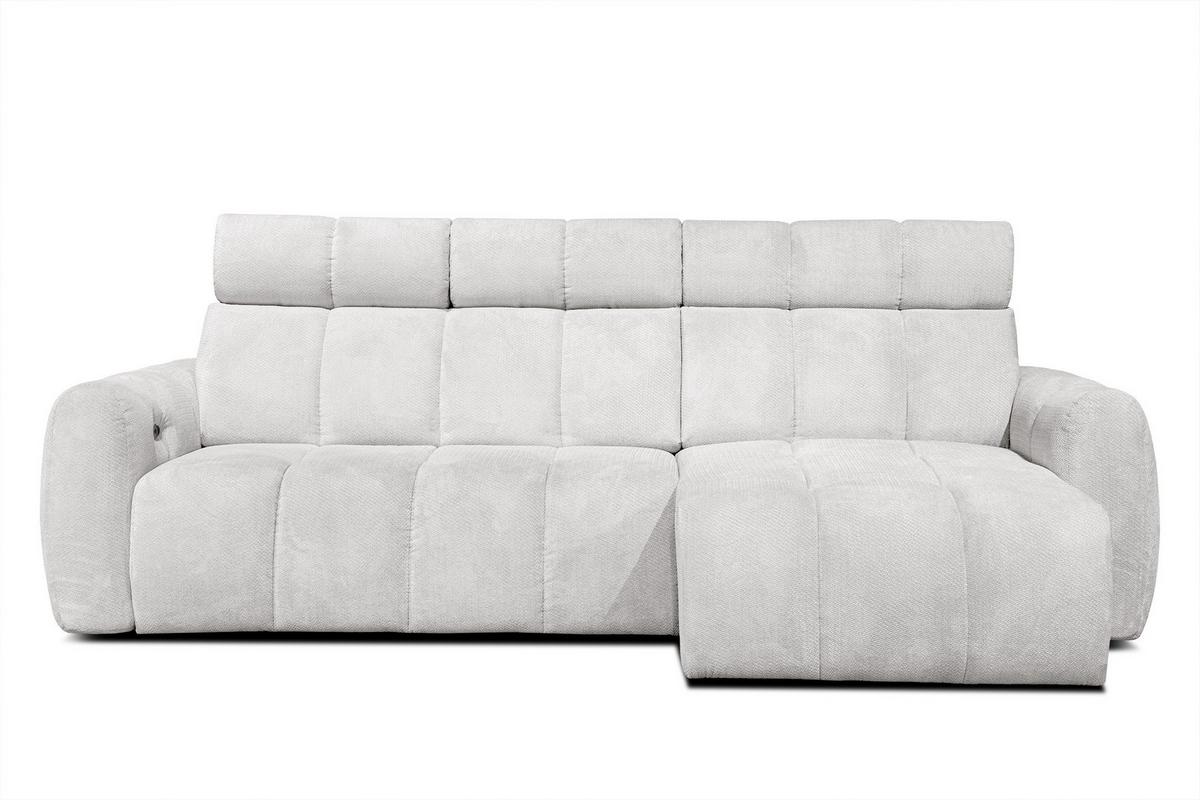 ECKSOFA KIMI 3-Sitzer, ausziehbarer Sitz, verstellbare Kopfstützen, cremefarben - Creme/Schwarz, Holzwerkstoff/Textil (270/160cm) - Wozimo